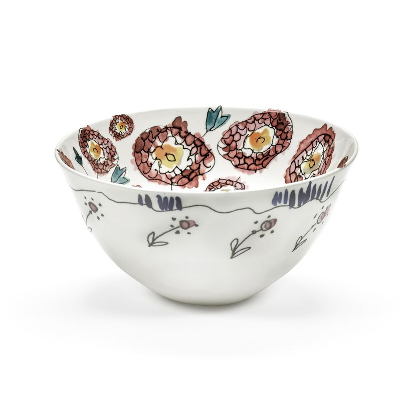 Marni Midnight Flowers Medium Serving Bowl - Anemone Milk image number 0